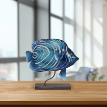 Painted Wooden Fish Sculpture | Wayfair